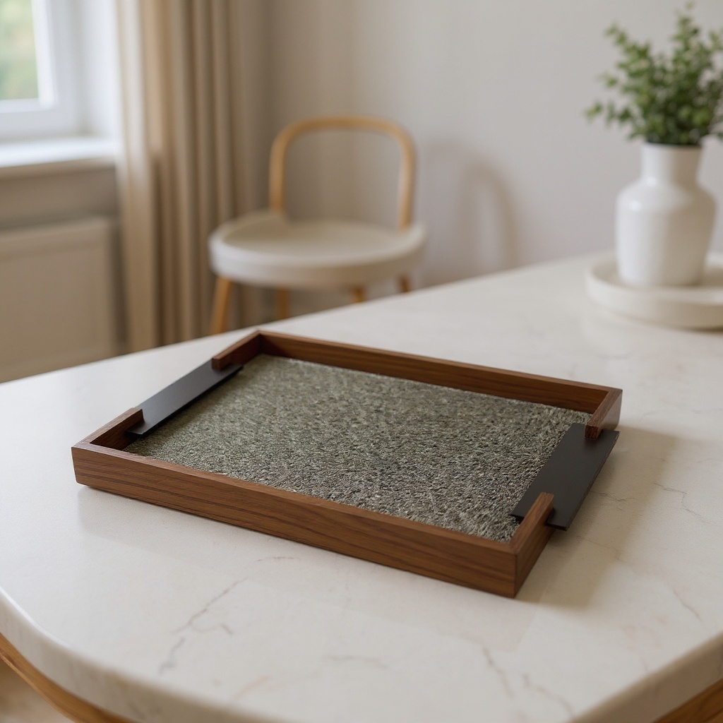 Plateau en crin de cheval - Bois et métal