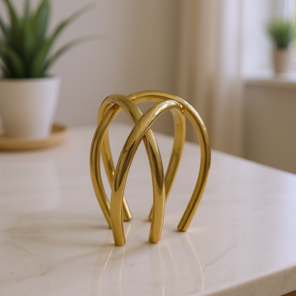 Vase sphérique en métal doré