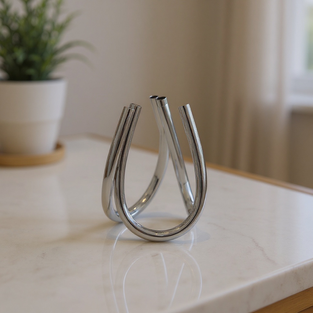 Vase sphérique en métal argenté