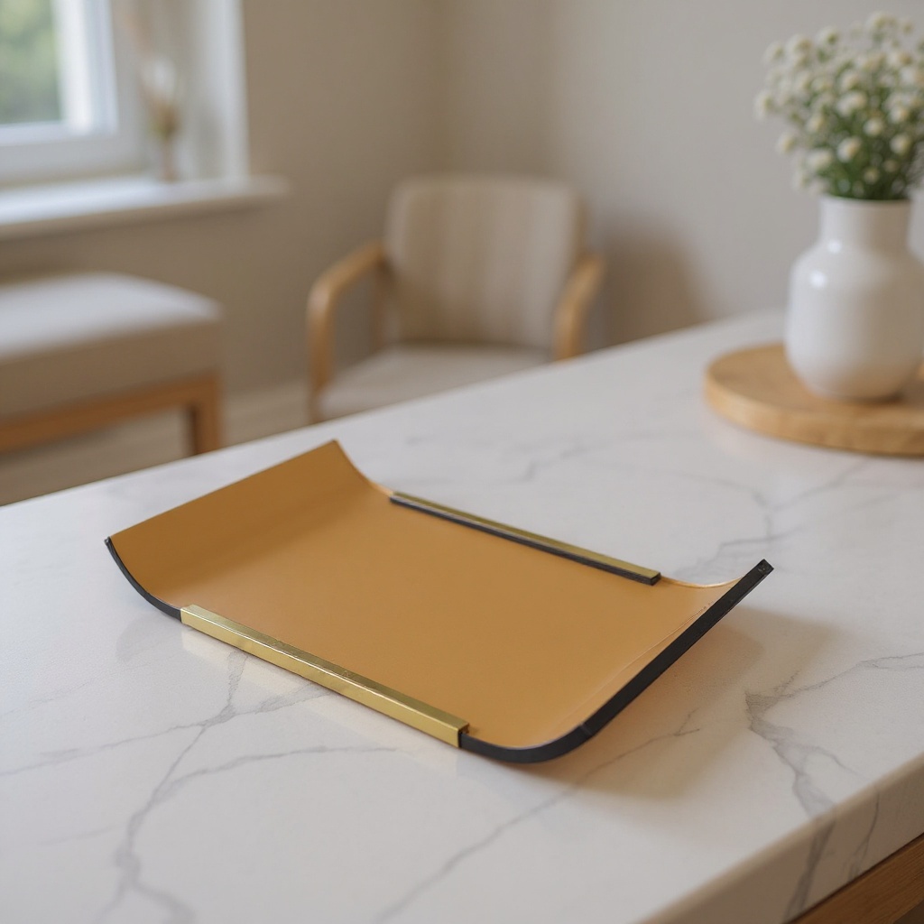 Plateau rosé et doré