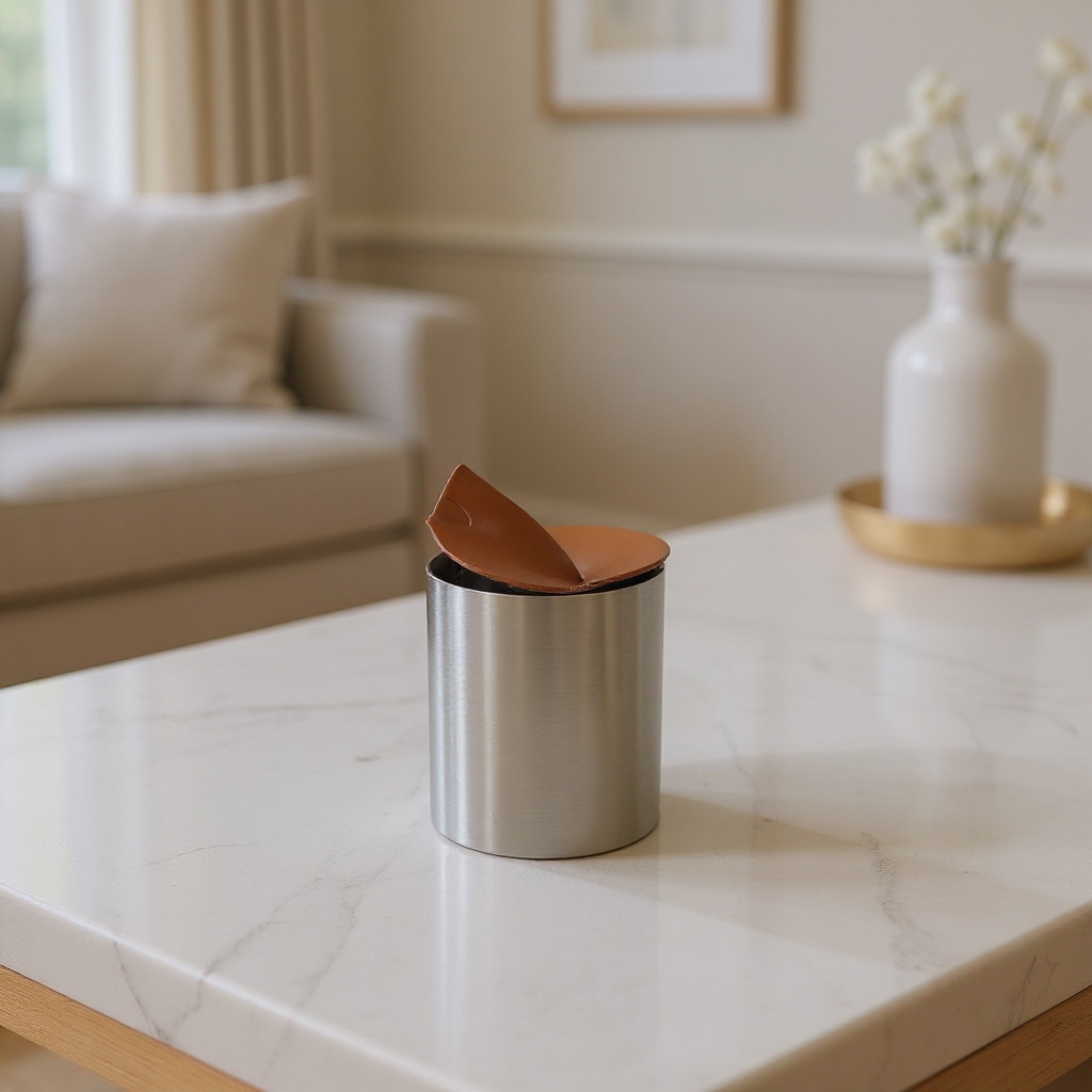 Boîte en inox et cuir camel