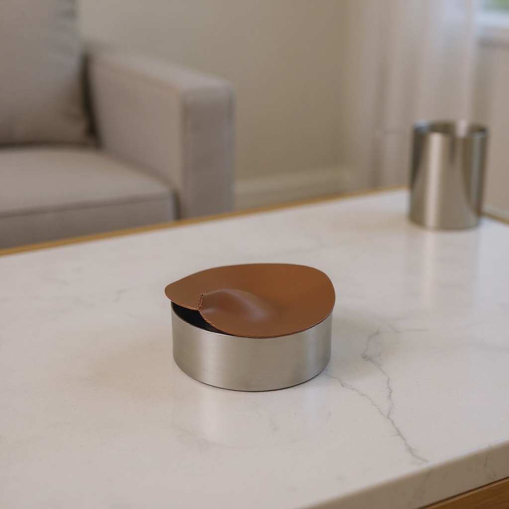 Boîte en inox et cuir