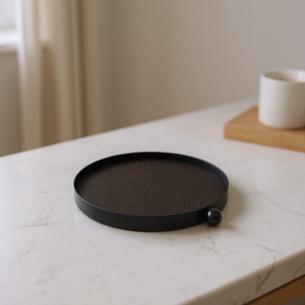 Plateau en cuir marron