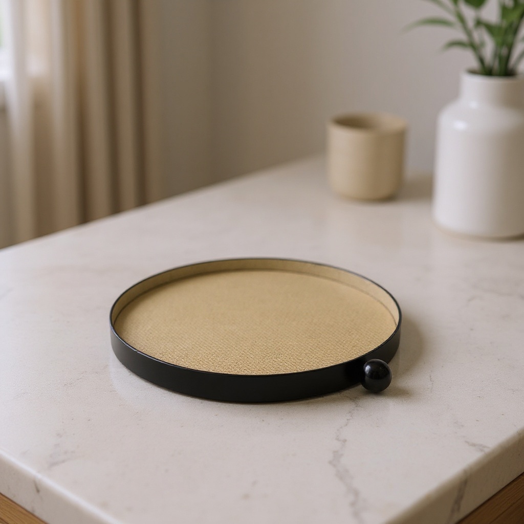 Plateau en cuir écru