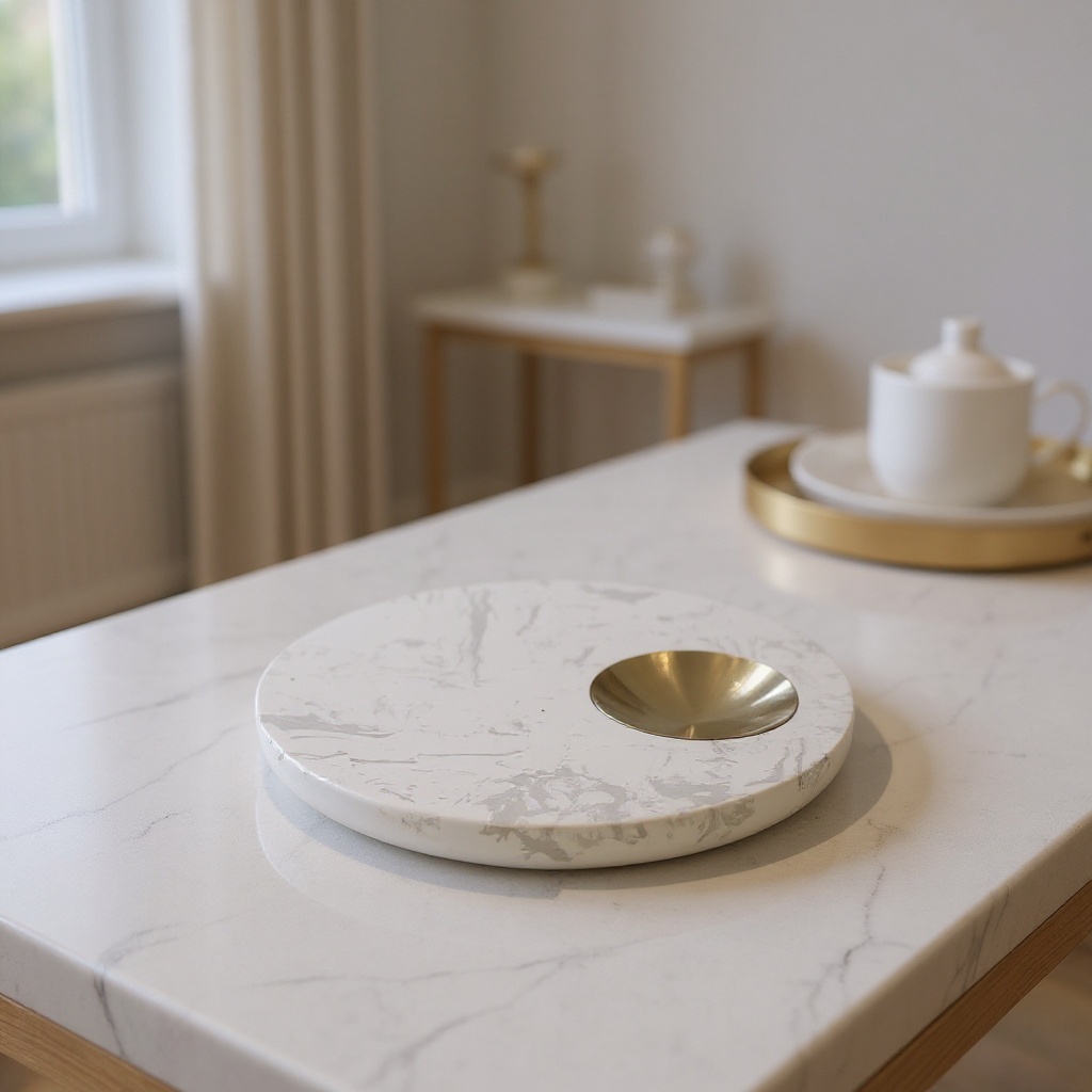 Plateau rond en marbre