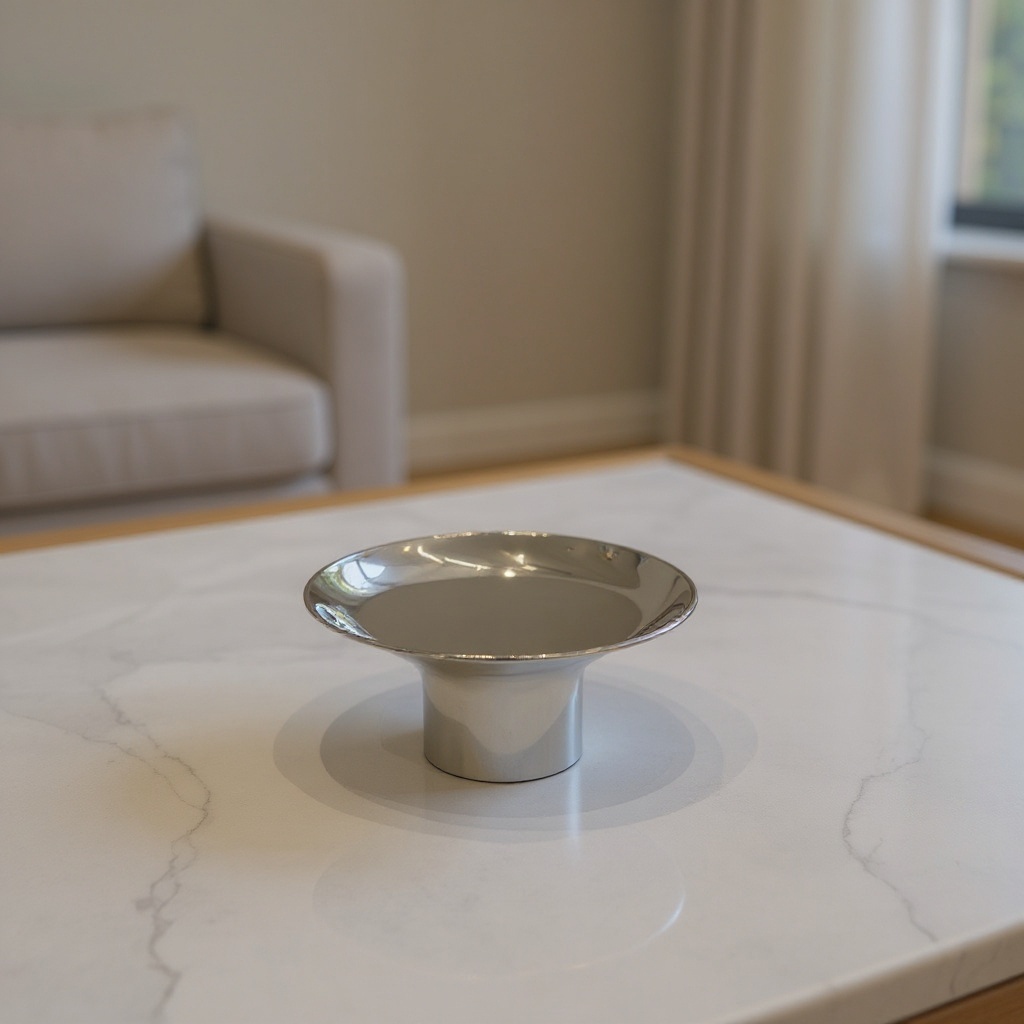 Petit plateau sur pied en inox