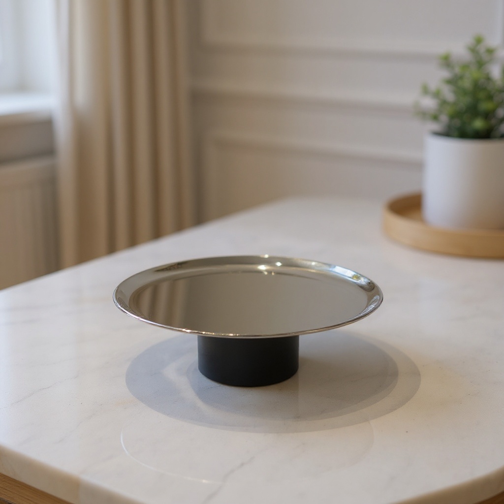 Plateau sur pied noir en acier inoxydable