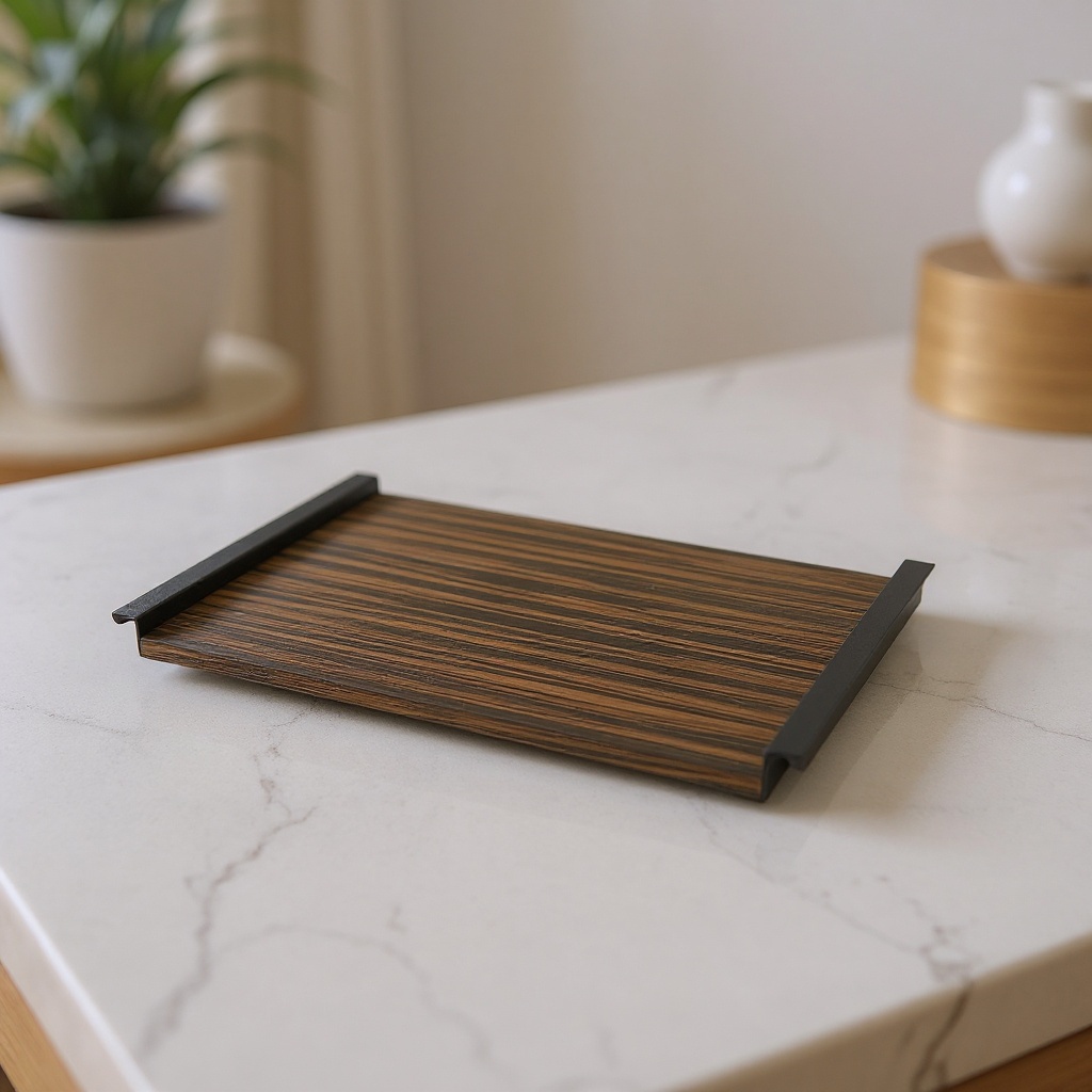 Plateau en bois et acier noir