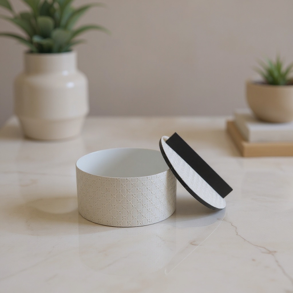 Boîte en cuir et métal - Blanc