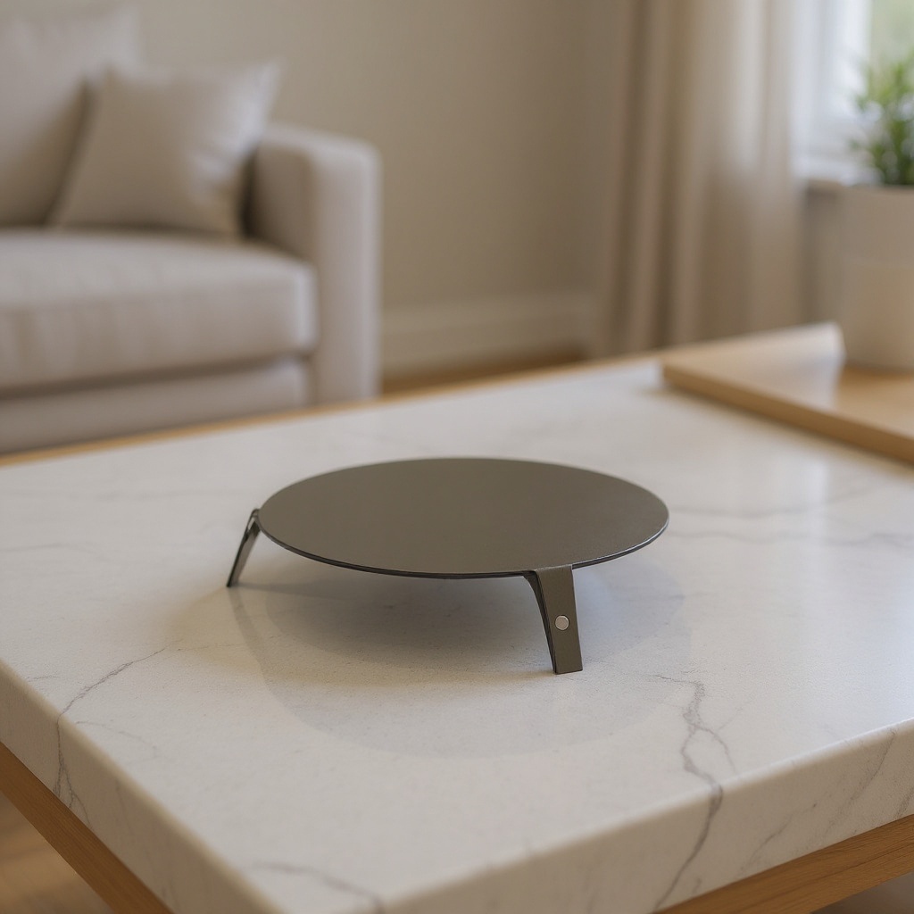 Plateau en cuir et inox - gris