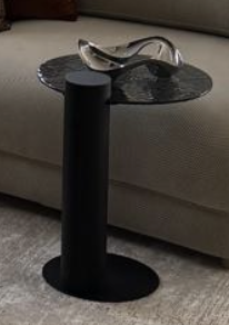Table verre martelé - noir socle noir